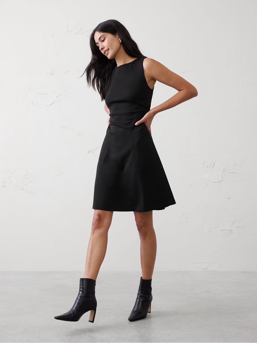 NWT Banana Republic Black Sleeveless Fit-and-Flare Mini Dress